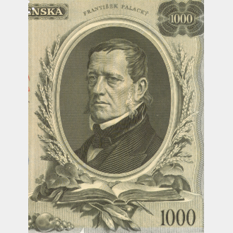 Portrét Františka Palackého od Maxmiliána Švabinského z tisícikorunové bankovky Národní banky Československé vydané do oběhu v roce 1935.