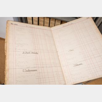 Účet Františka Palackého v letech 1869 až 1870 v první úvěrní knize Živnostenské banky pro Čechy a Moravu.