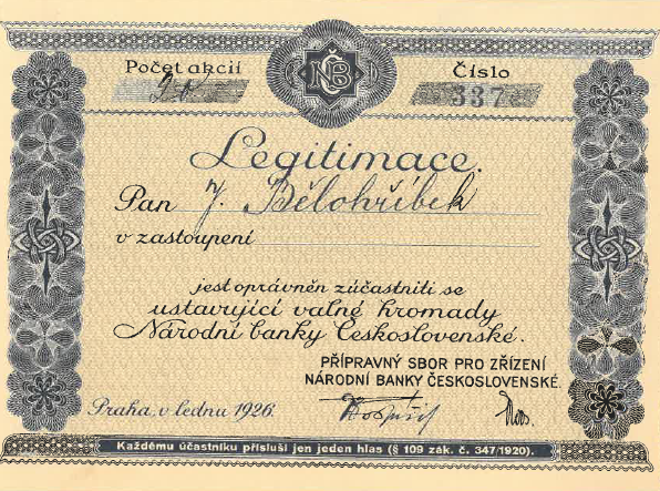 Legitimace Národní banky Československé