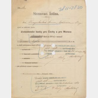 Stvrzovací listina – Anna Náprstková