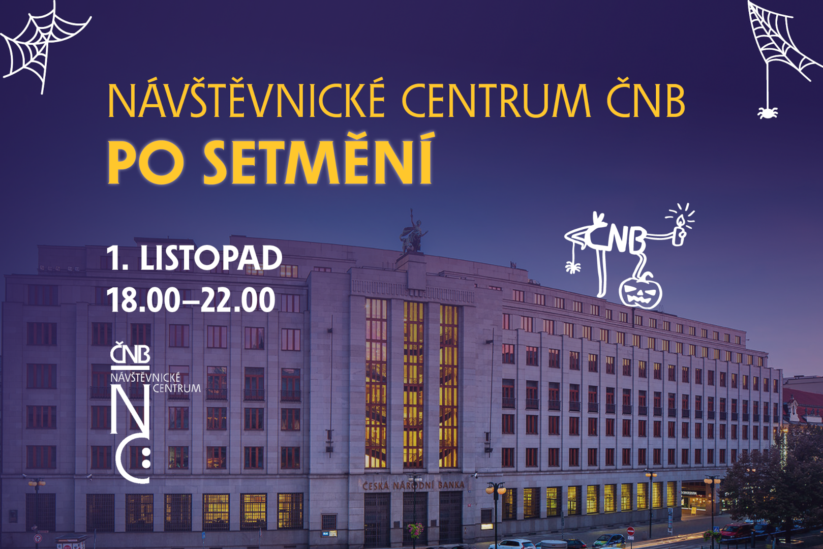Návštěvnické centrum ČNB po setmění